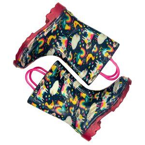 Western Chief Girls Size 9/10 Rain Boots | Unicorn Rainbow Farm Print